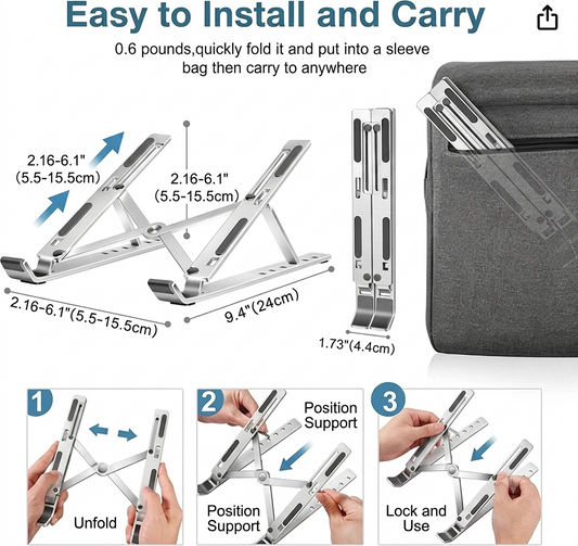 6-Level Adjustable Aluminum Laptop Stand