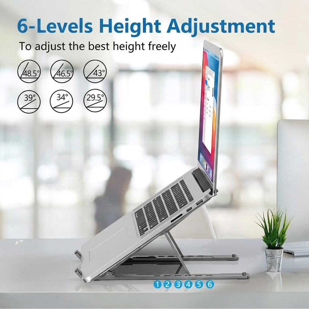 6-Level Adjustable Aluminum Laptop Stand
