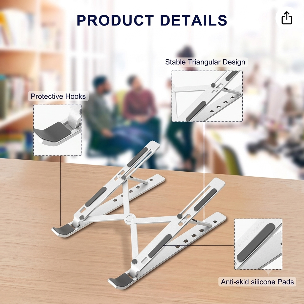 6-Level Adjustable Aluminum Laptop Stand