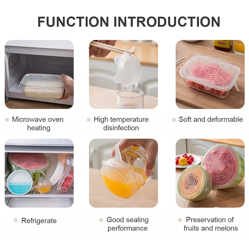 6-Piece Silicone Stretch Food Covers